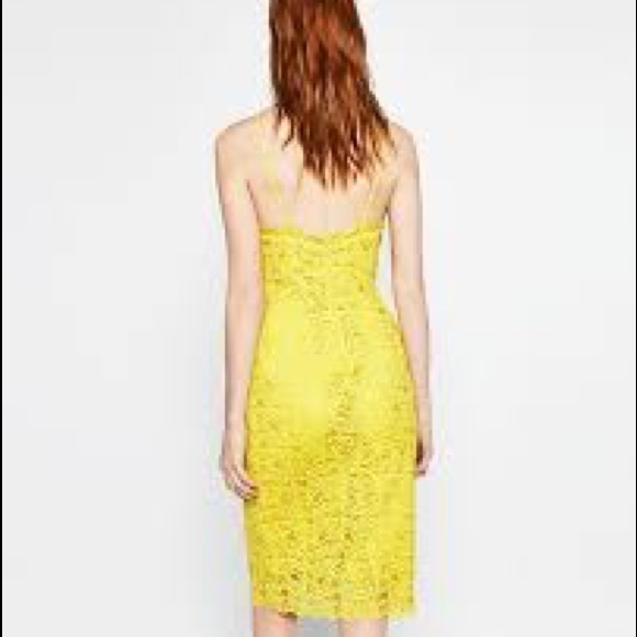 Zara Yellow Lace Shift Dress - Picture 3 of 5